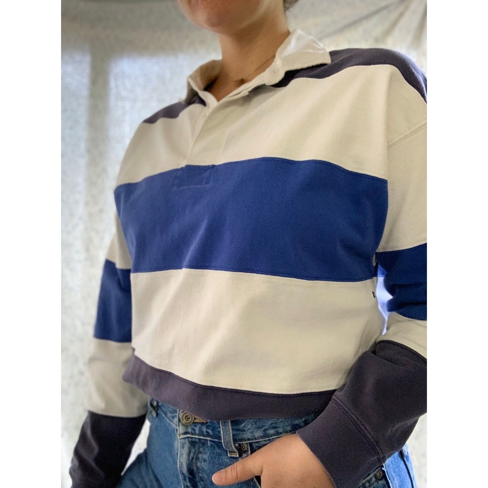 Vintage Gap Long Sleeve Stripped Polo